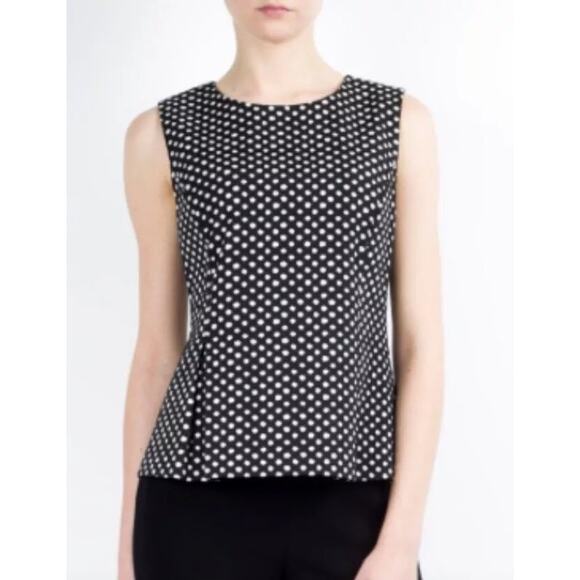 Diane Von Furstenberg Tops - Diane Von Furstenberg DVF Mallorie Peplum Sleeveless Top 8 Black Polka Dot Shirt